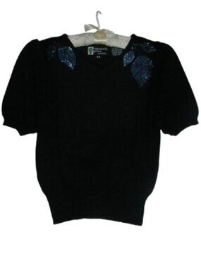 Womens Vintage Sweater 70s 80s Organically Grown Medium Sequins